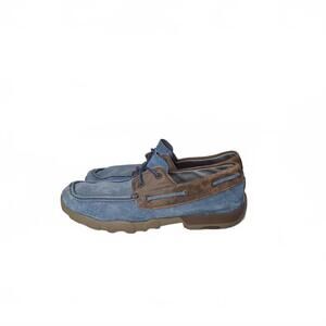 Twisted X Casual Men's Driving Moccasin Loafers Blue and Brown Size 10M